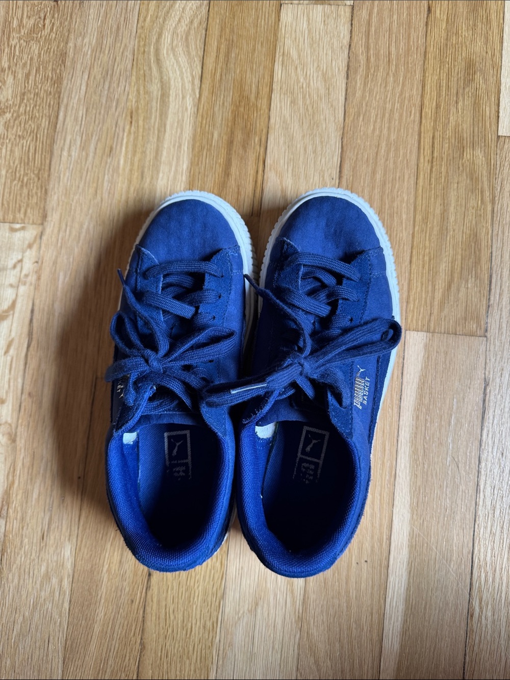 Puma Blue Suede Sneakers with White Sole